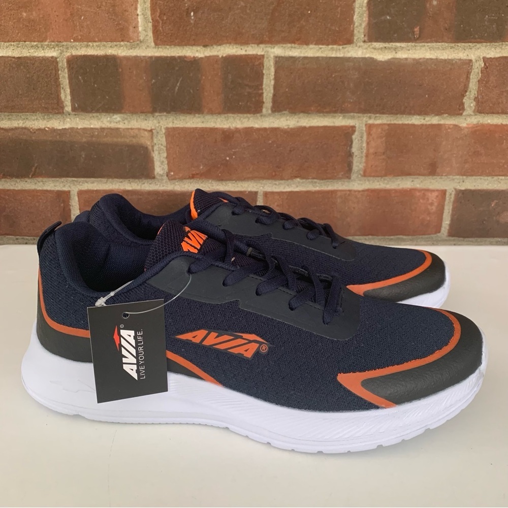 Avia Mens AVI Gary M Fitness Athletic and Training Sneakers Navy Orange US 9.5 M